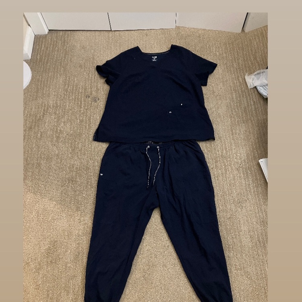 Navy Koi Brand Scrubs Set.